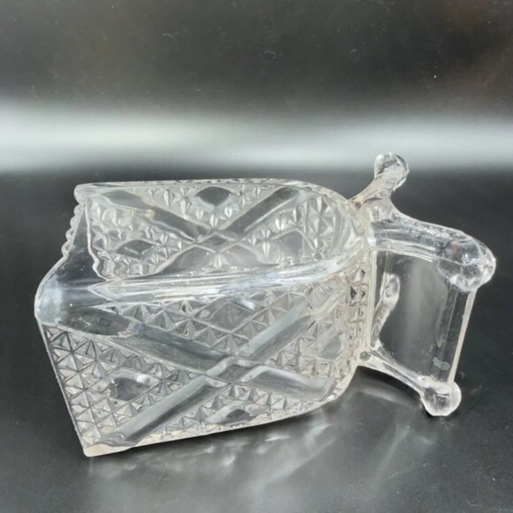 EAPG Adams & Co Clear Crossbar Finecut Footed Clear Vase Manganese 365nm UV Glow